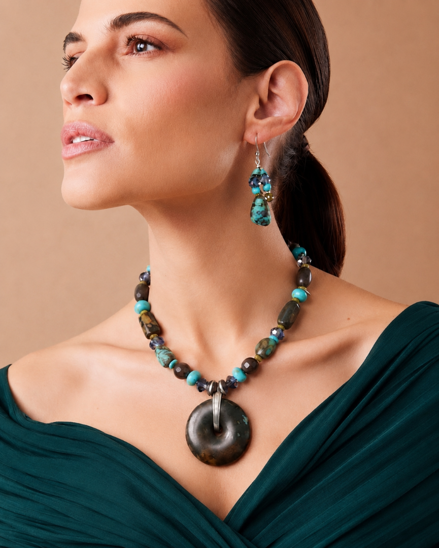 Hubei Turquoise necklace and earring set Image