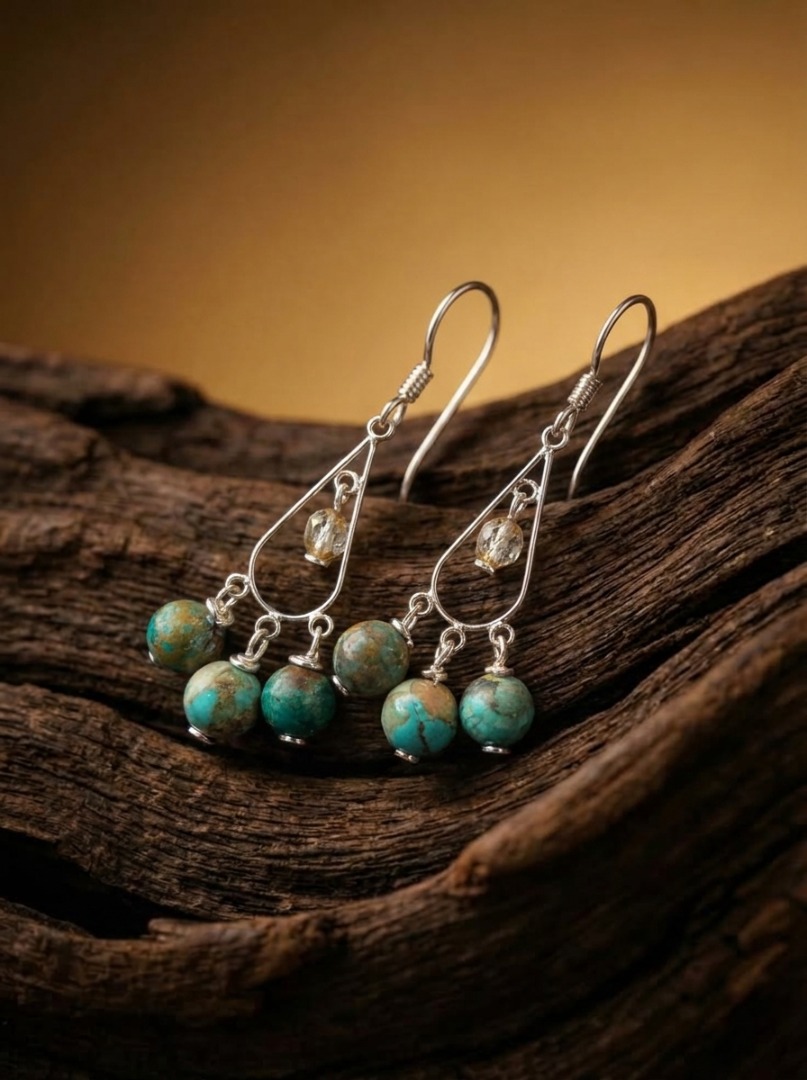 2 Strand Turquoise necklace and earring set Image