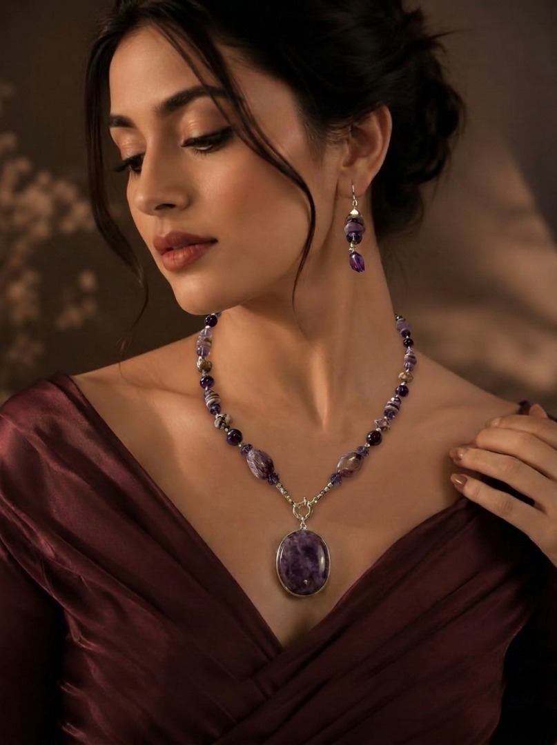 Chariote and Amethyst set with silver accents Image