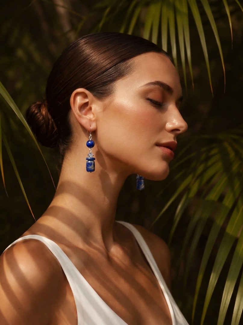 Lapis Lazuli necklace and earring set with a Lapis pendant Image
