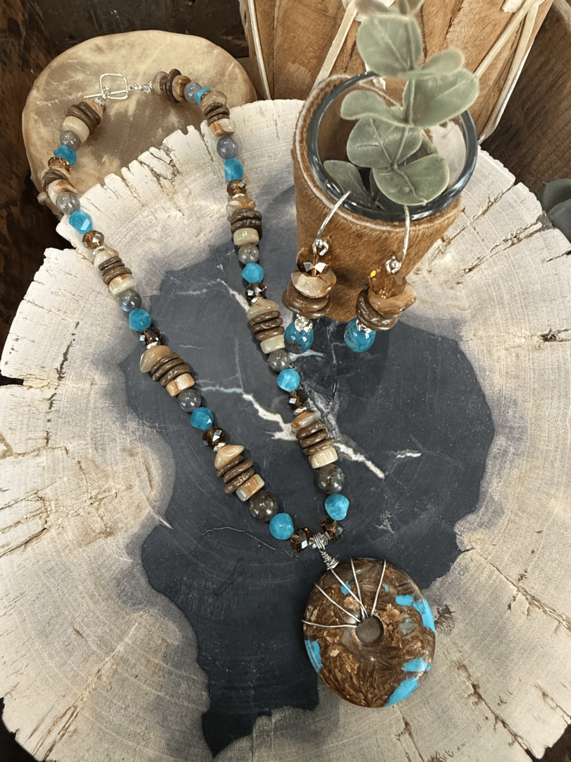 Jasper and Bronzite Necklace and Earring set Image