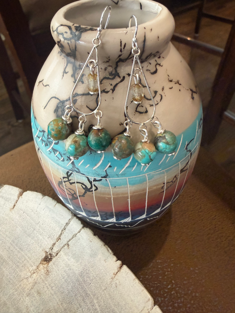 2 Strand Turquoise necklace and earring set Image