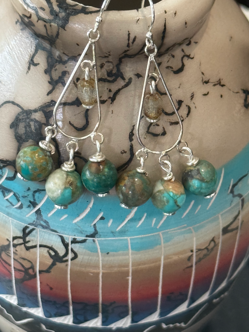 2 Strand Turquoise necklace and earring set Image
