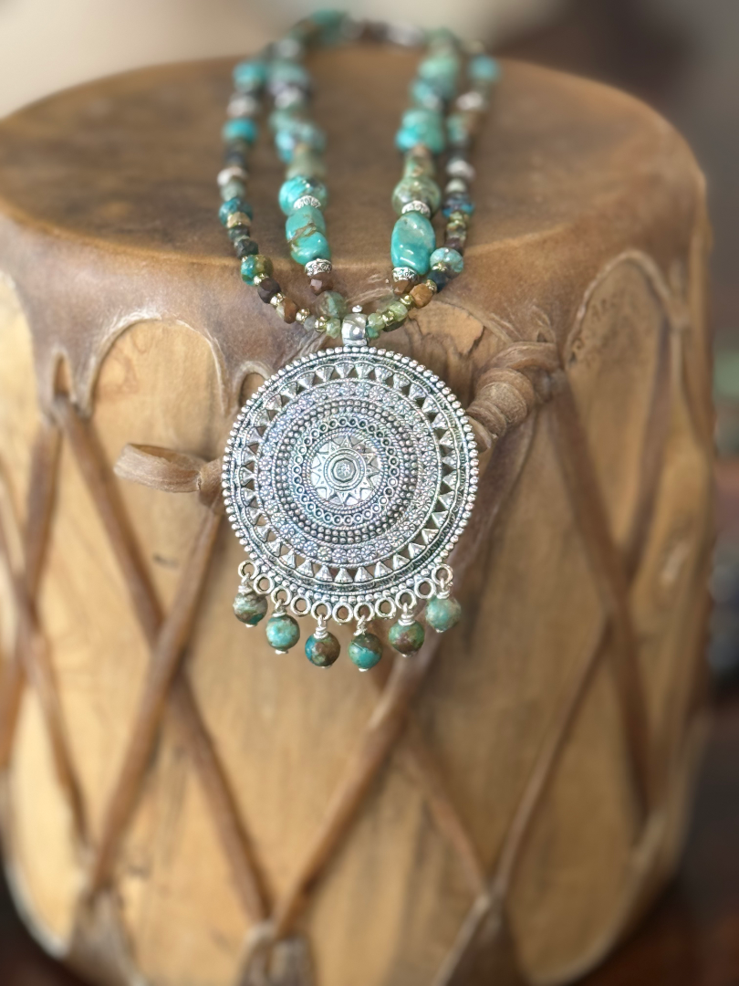2 Strand Turquoise necklace and earring set Image