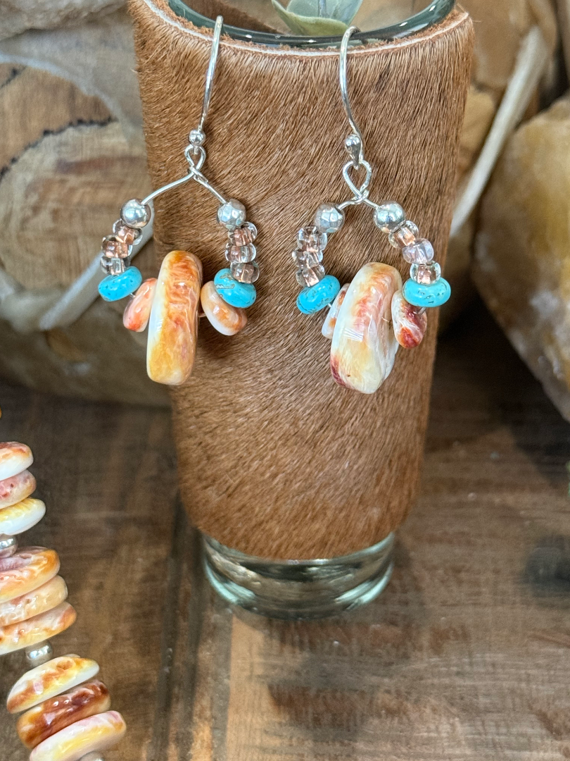 Yellow/Orange Spiny Oyster necklace and earring set Image