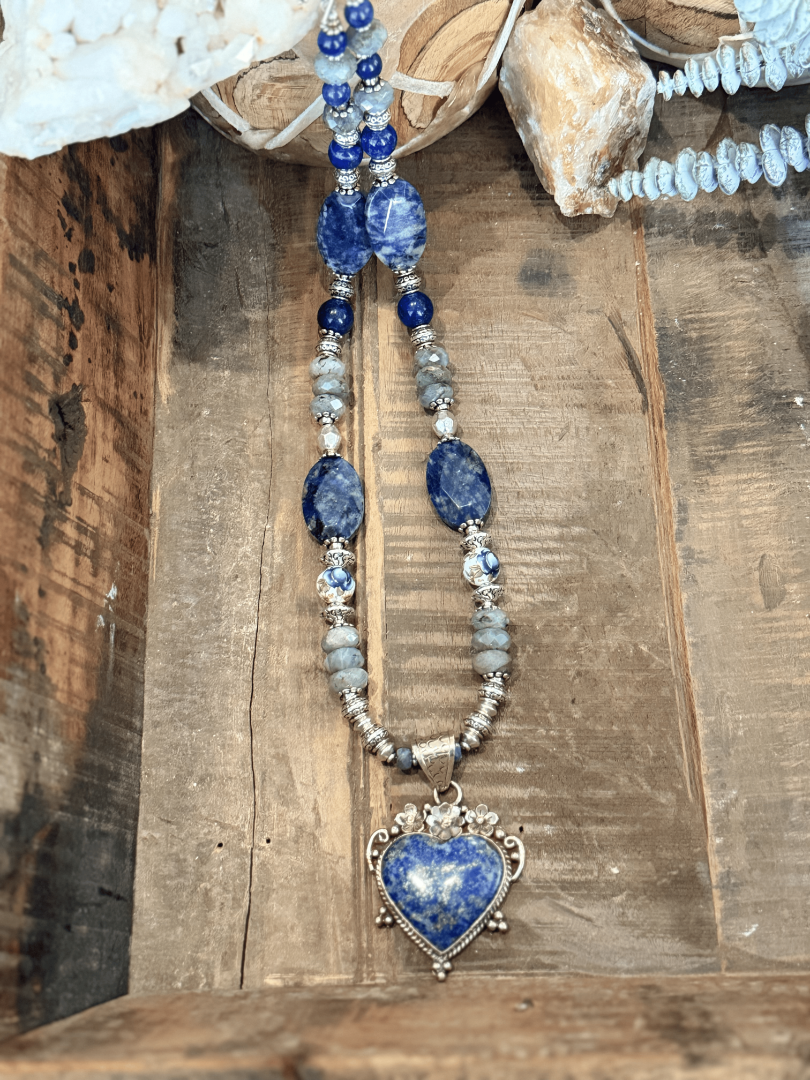 Lapis Lazuli and Labradorite necklace and earring set Image