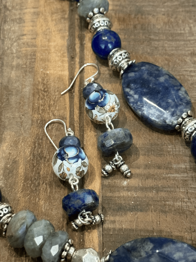Lapis Lazuli and Labradorite necklace and earring set Image
