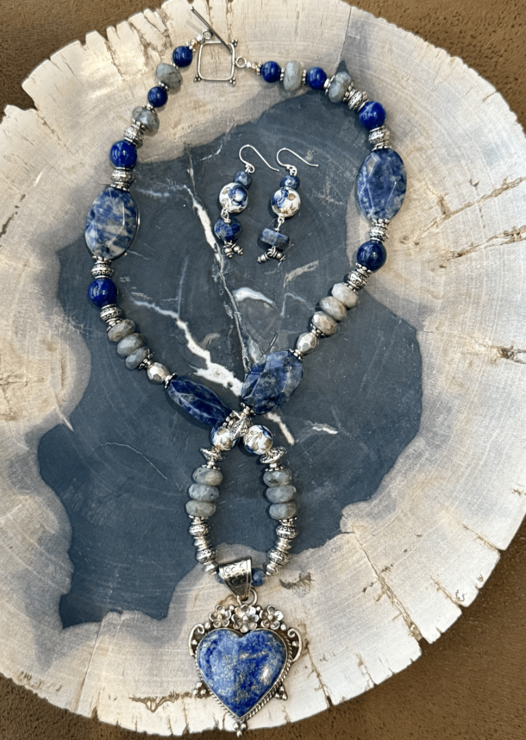 Lapis Lazuli and Labradorite necklace and earring set Image