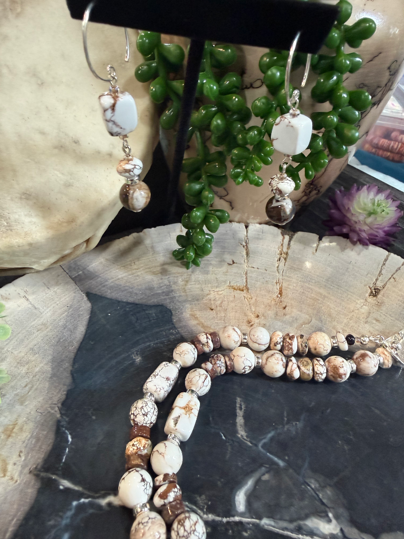 Wild horse jasper necklace and earring set Image
