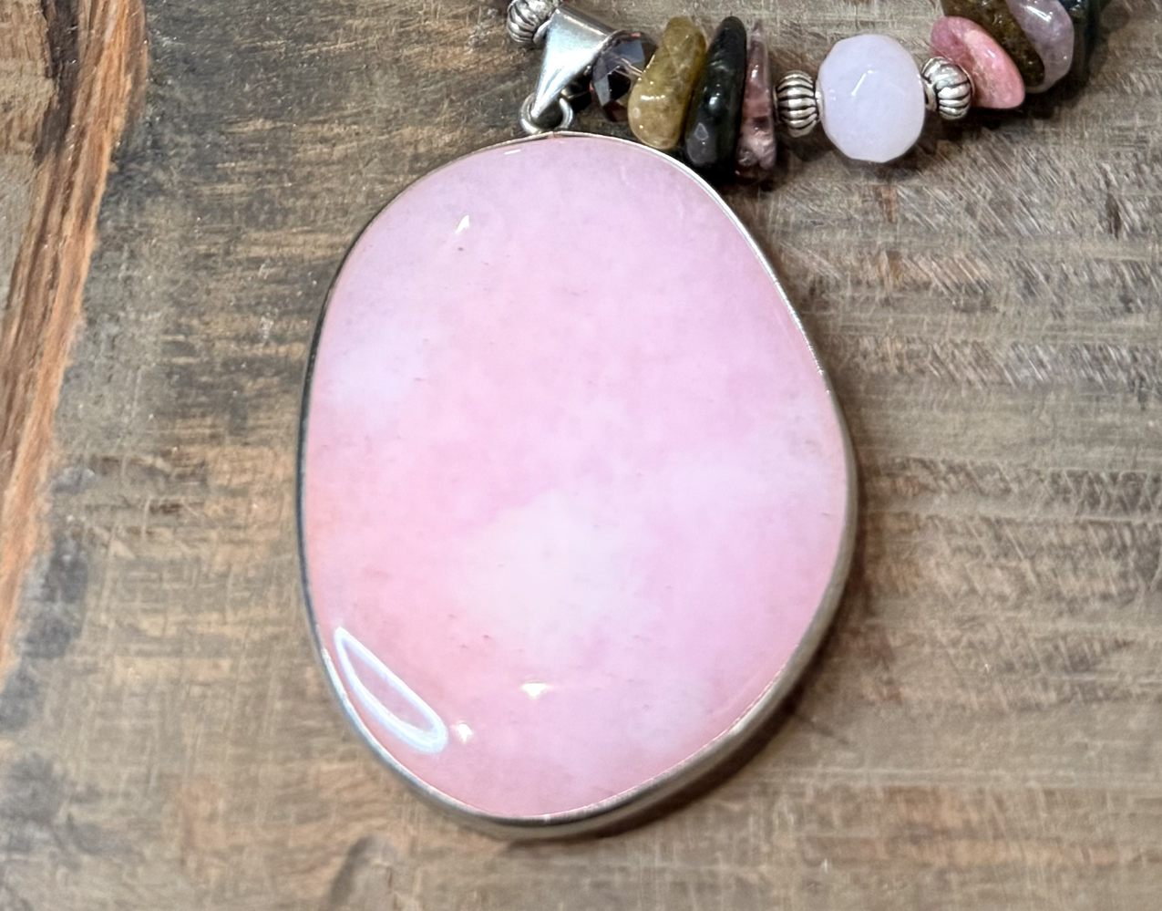 Pink Quartz and Tourmaline necklace and earring set Image