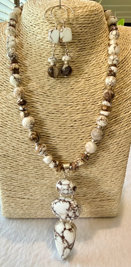 Wild horse jasper necklace and earring set Image