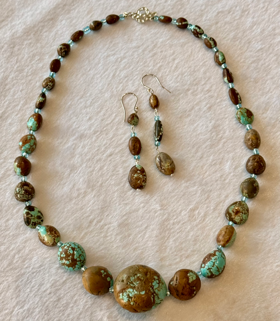 Rare #8 Turquoise necklace and earring set Image