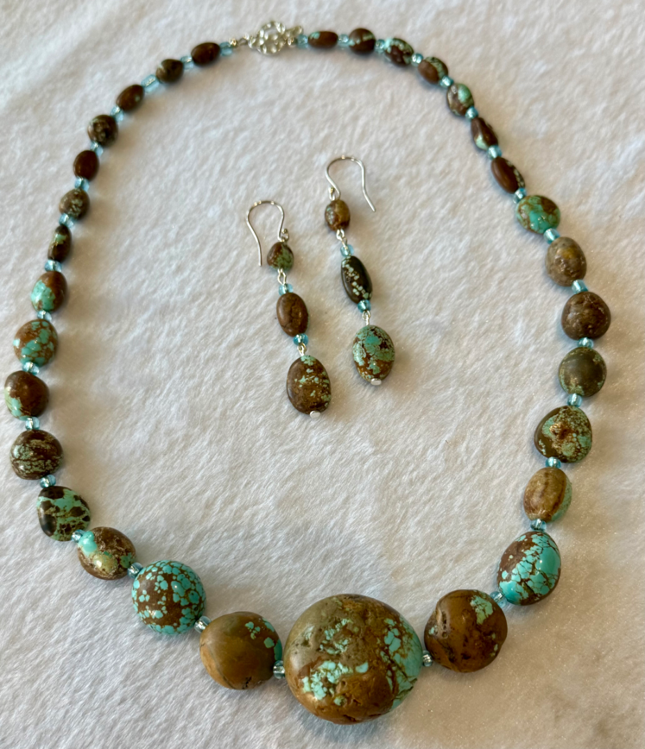 Rare #8 Turquoise necklace and earring set Image