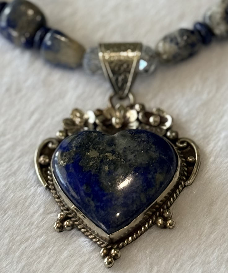 Lapis Lazuli necklace and earring set with a Lapis pendant Image