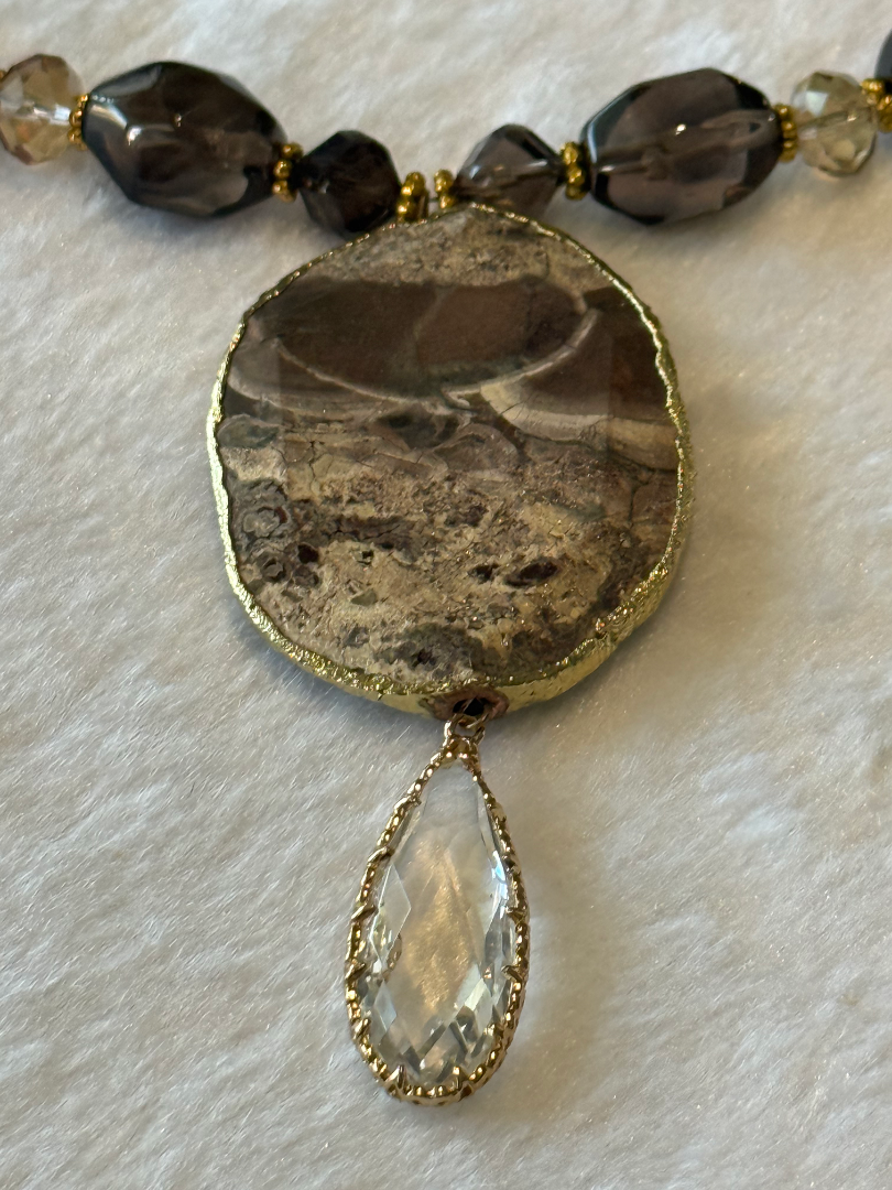 Smoky Quartz and Brown agate set Image