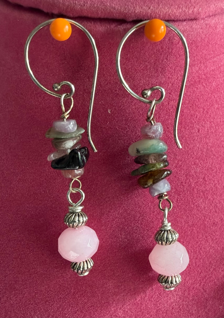Pink Quartz and Tourmaline necklace and earring set Image