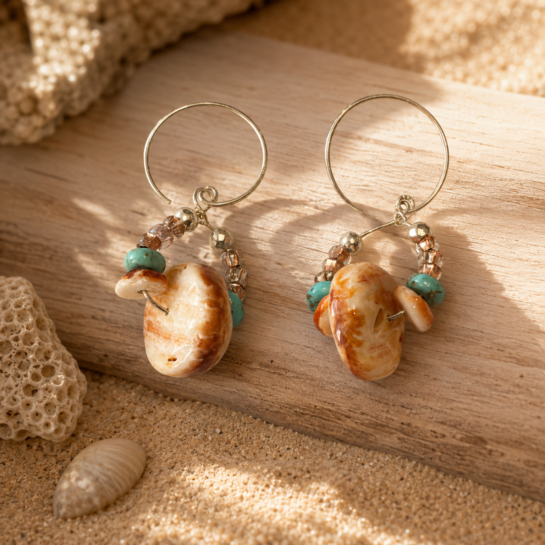 Yellow/Orange Spiny Oyster necklace and earring set Image