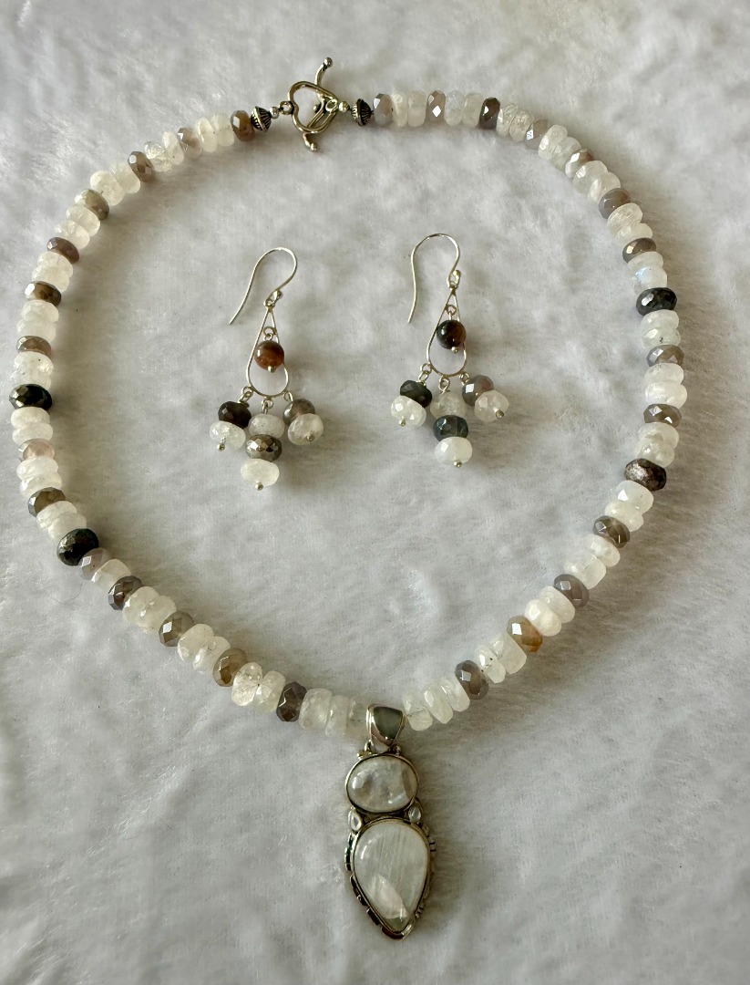 Moonstone and Inlay Moonstone Pendant Set Image