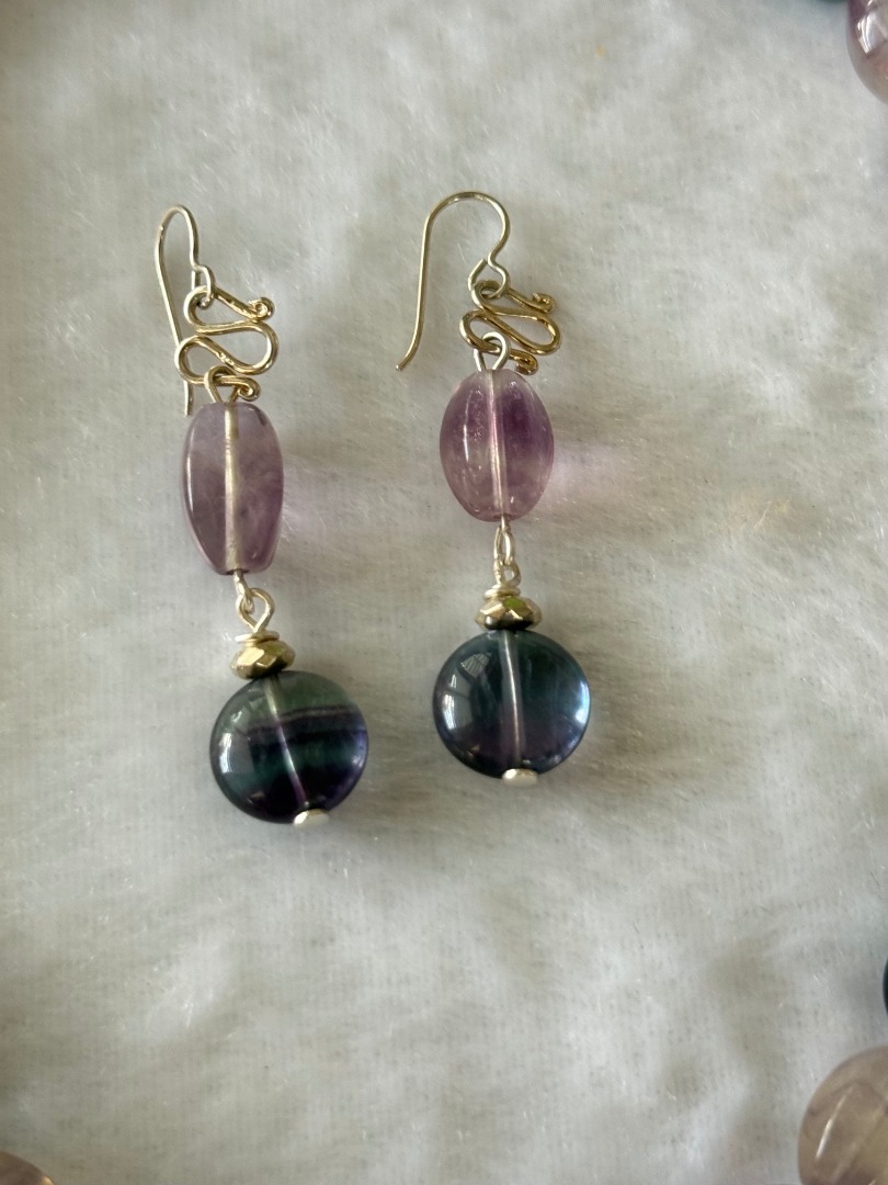 Fluorite Necklace and Earring Set with a Fluorite Pendant Image