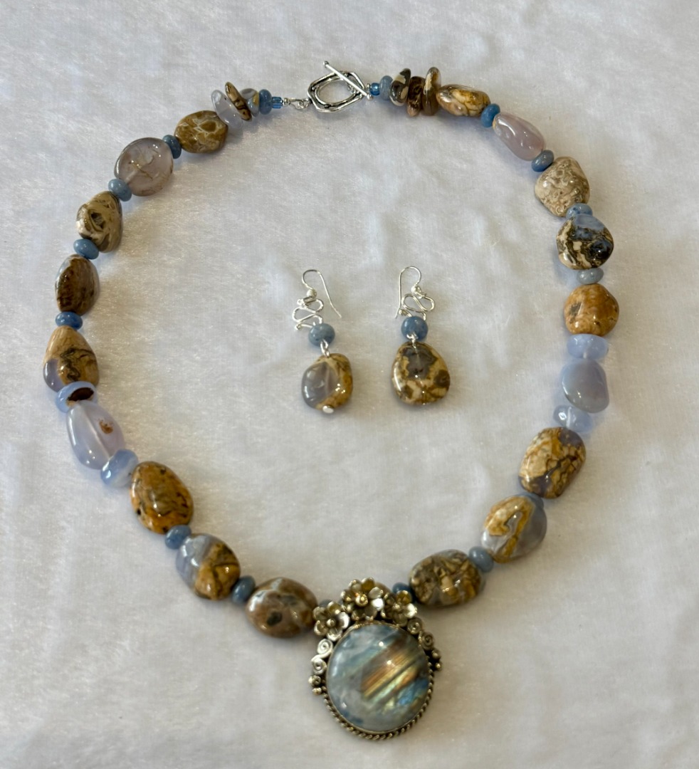 Blue Chalcedony Set with a Blue Chalcedony Pendant Image