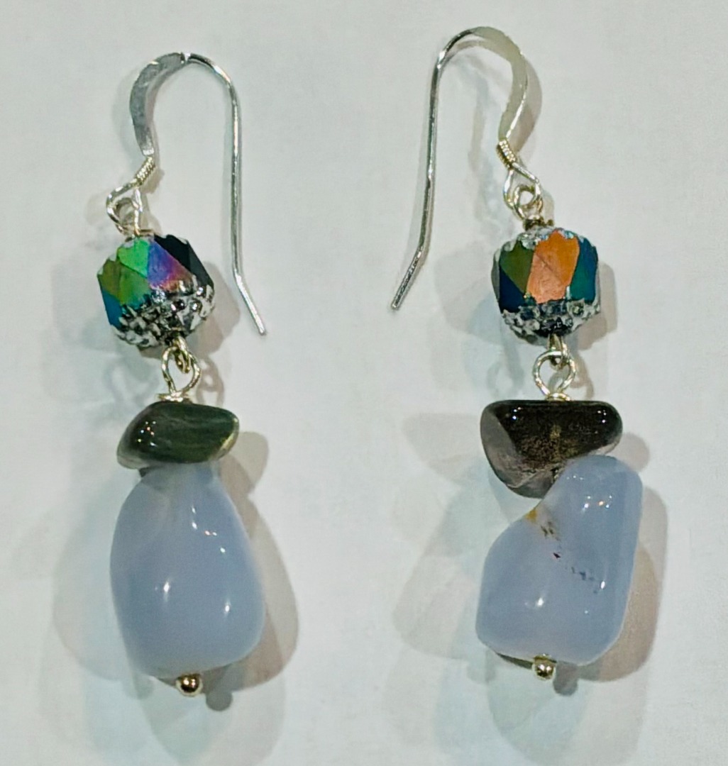 Blue Lavender Chalcedony Necklace and Earring Set Image