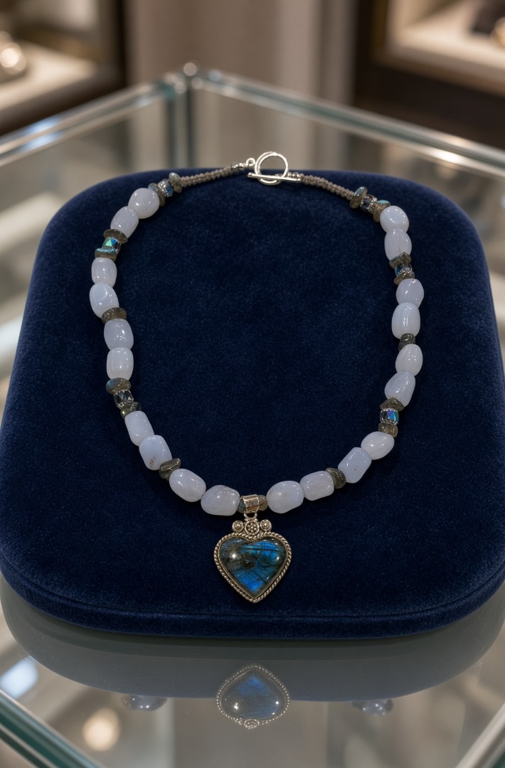 Blue Lavender Chalcedony Necklace and Earring Set Image