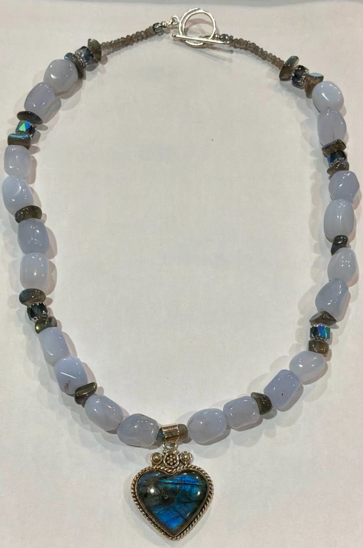 Blue Lavender Chalcedony Necklace and Earring Set Image