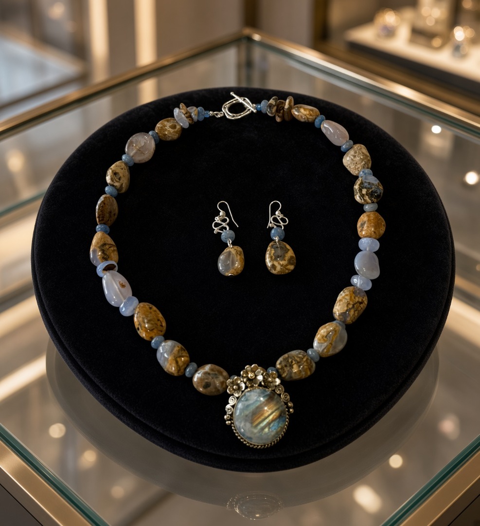 Blue Chalcedony Set with a Blue Chalcedony Pendant Image