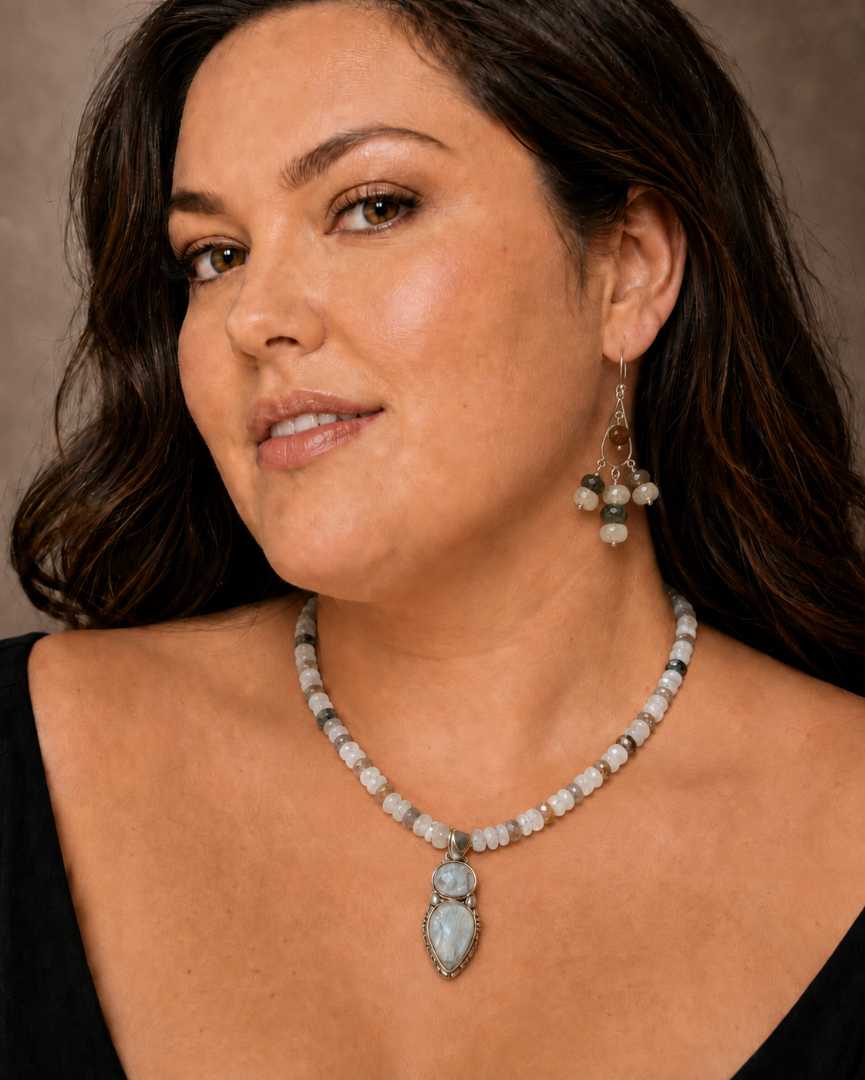 Moonstone and Inlay Moonstone Pendant Set Image