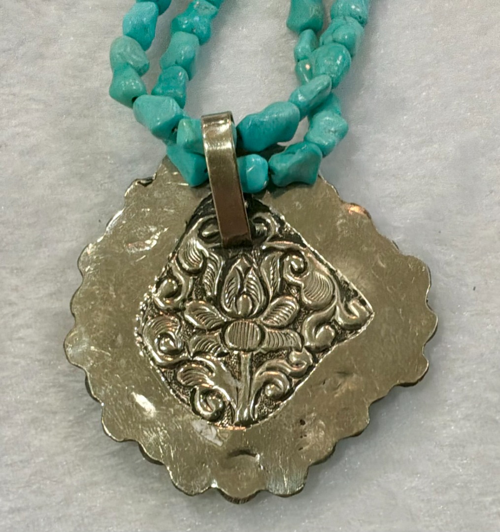 Royston Turquoise & Coral Two-Strand Necklace and Earring Set Image