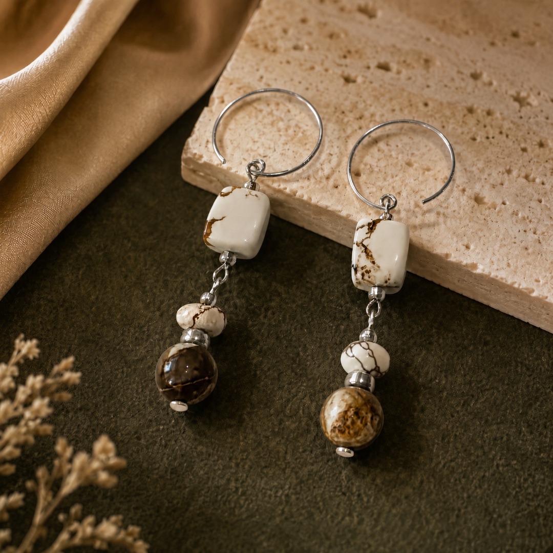 Wild horse jasper necklace and earring set Image