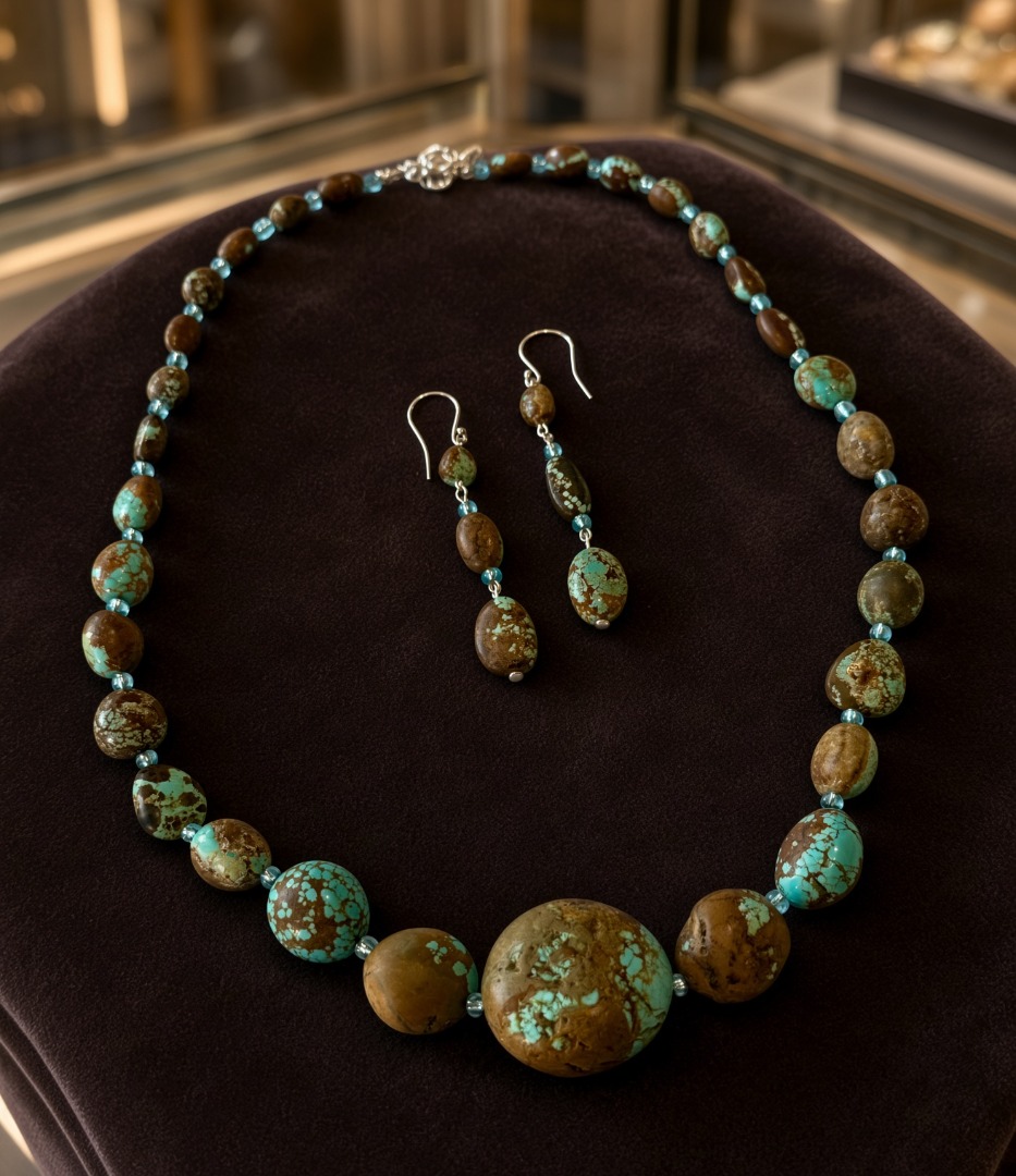 Rare #8 Turquoise necklace and earring set Image