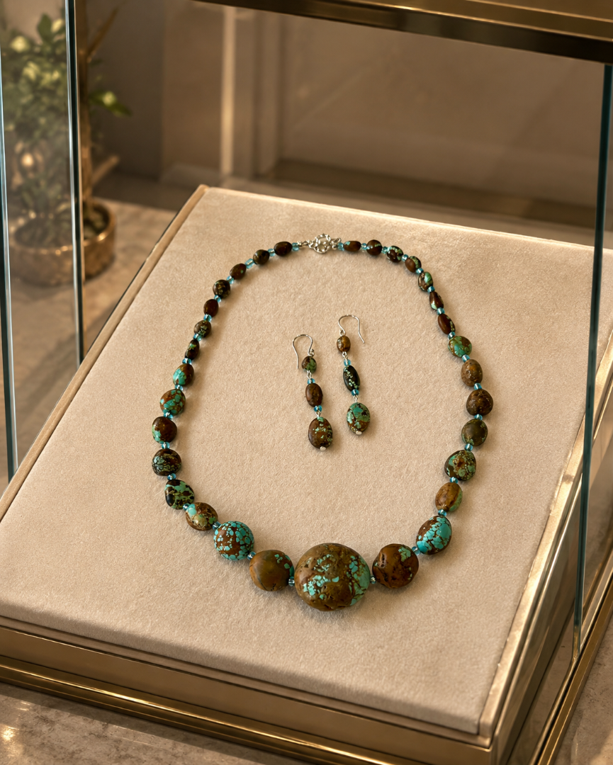 Rare #8 Turquoise necklace and earring set Image