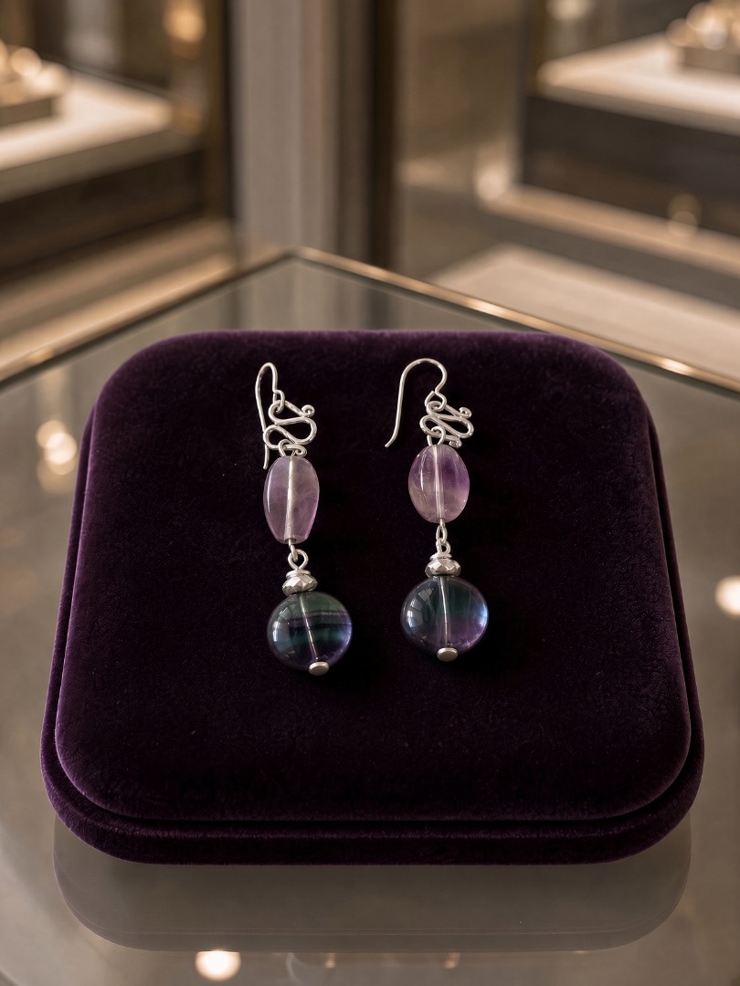Fluorite Necklace and Earring Set with a Fluorite Pendant Image