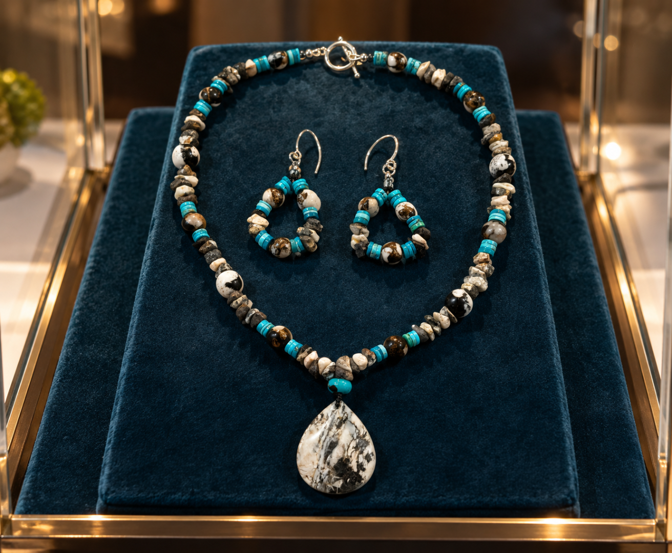 White Buffalo and Turquoise Set Image